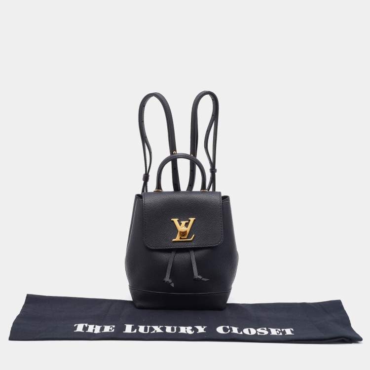 Pre Owned Louis Vuitton Black Leather Lockme Backpack