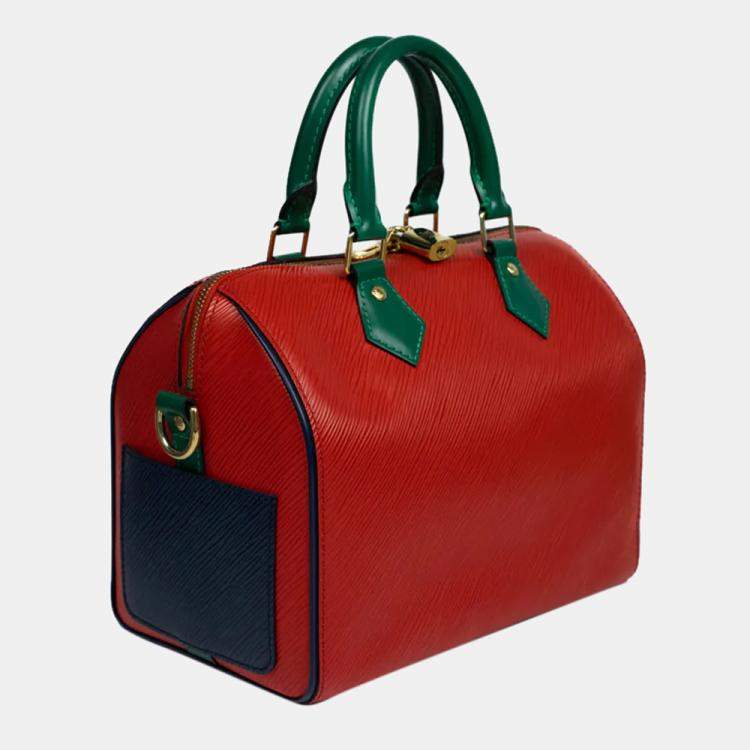 Louis Vuitton Red/Green EPI Leather Limited Editoin Speedy 25 Satchel Bag