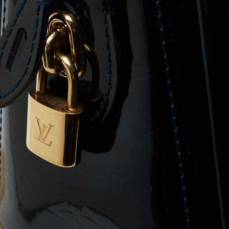 Pre Owned Louis Vuitton Blue Nuit Monogram Vernis Melrose Avenue Bag