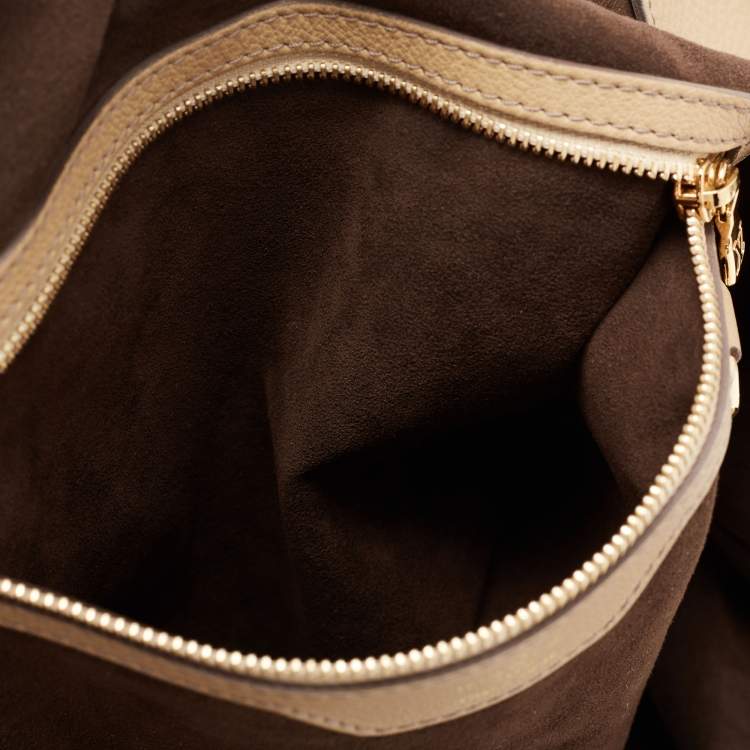 Pre Owned Louis Vuitton Beige Monogram Mahina Leather L Bag