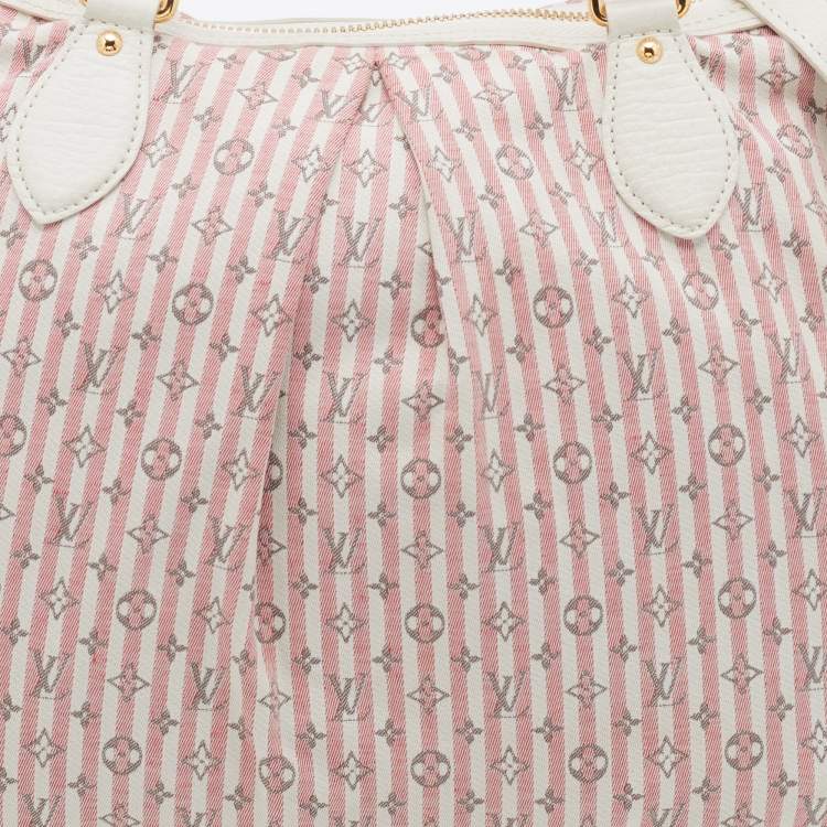 Pre Owned Louis Vuitton Red/White Mini Lin Canvas Croisette Marina GM Bag