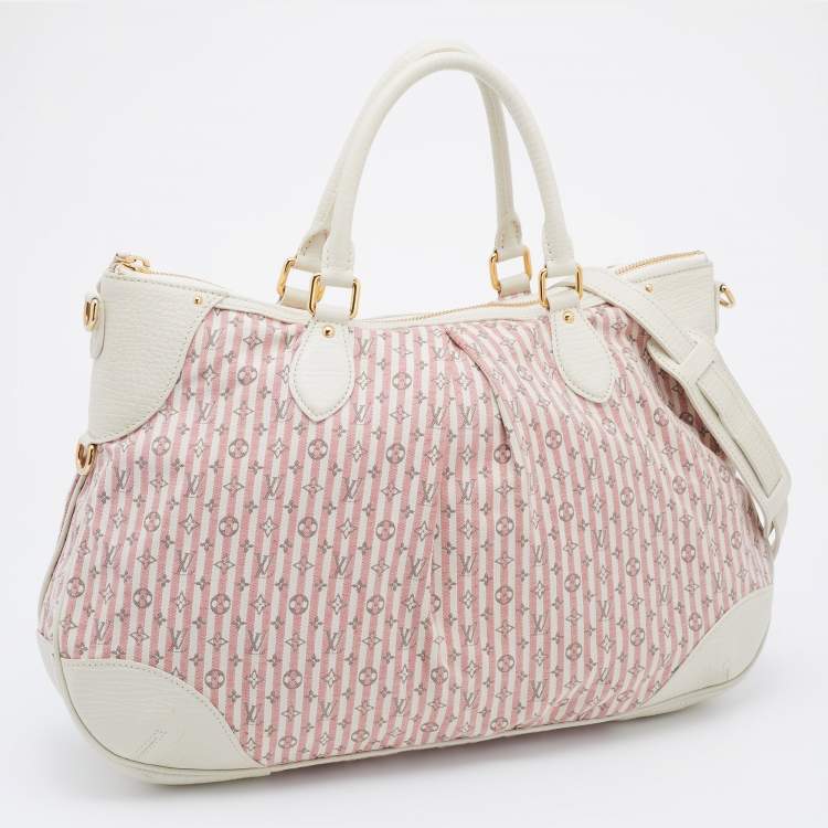 Pre Owned Louis Vuitton Red/White Mini Lin Canvas Croisette Marina GM Bag