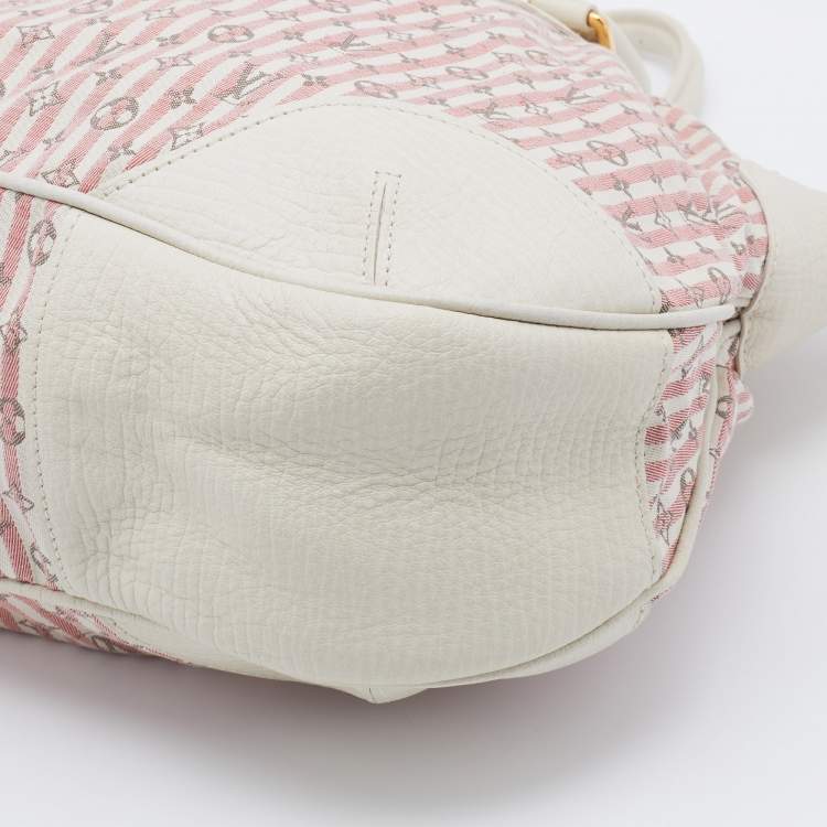 Pre Owned Louis Vuitton Red/White Mini Lin Canvas Croisette Marina GM Bag