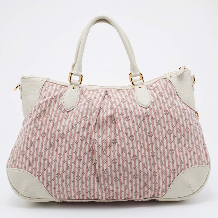 Pre Owned Louis Vuitton Red/White Mini Lin Canvas Croisette Marina GM Bag