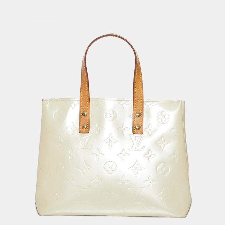 Pre Owned Louis Vuitton Brown/White Vernis Reade PM