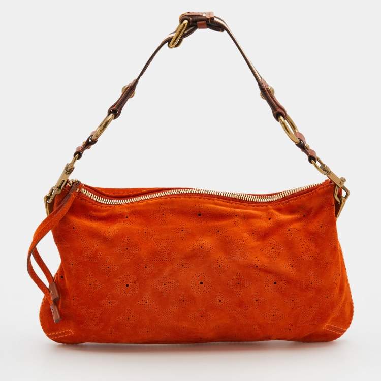Orange Louis Vuitton Monogram Mahina Suede Onatah PM Hobo Bag