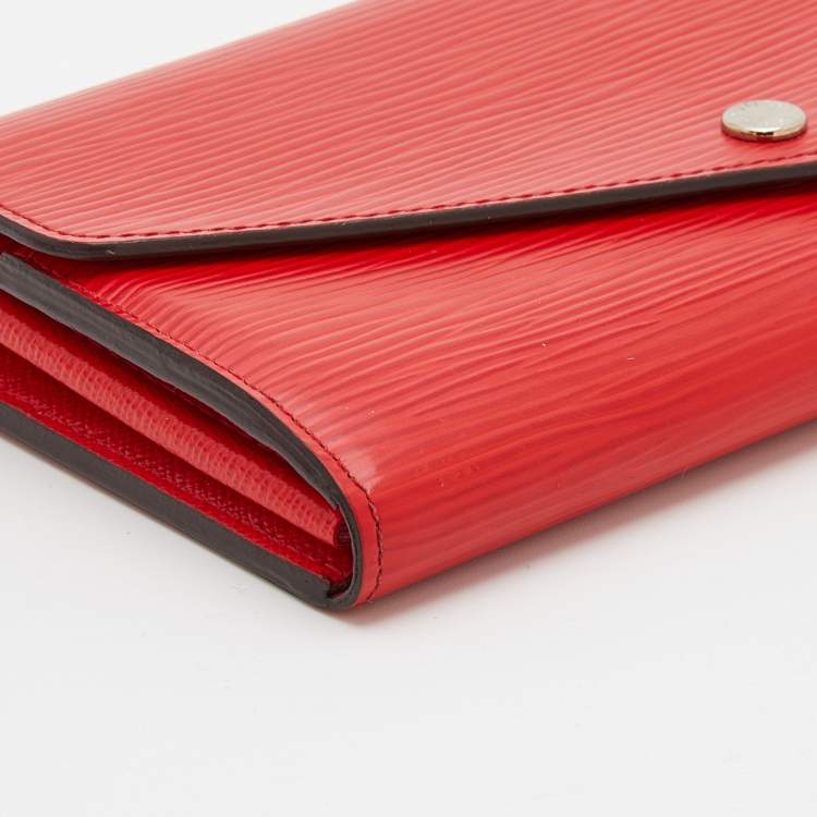 Pre Owned Louis Vuitton Coquelicot Epi Leather Sarah Wallet