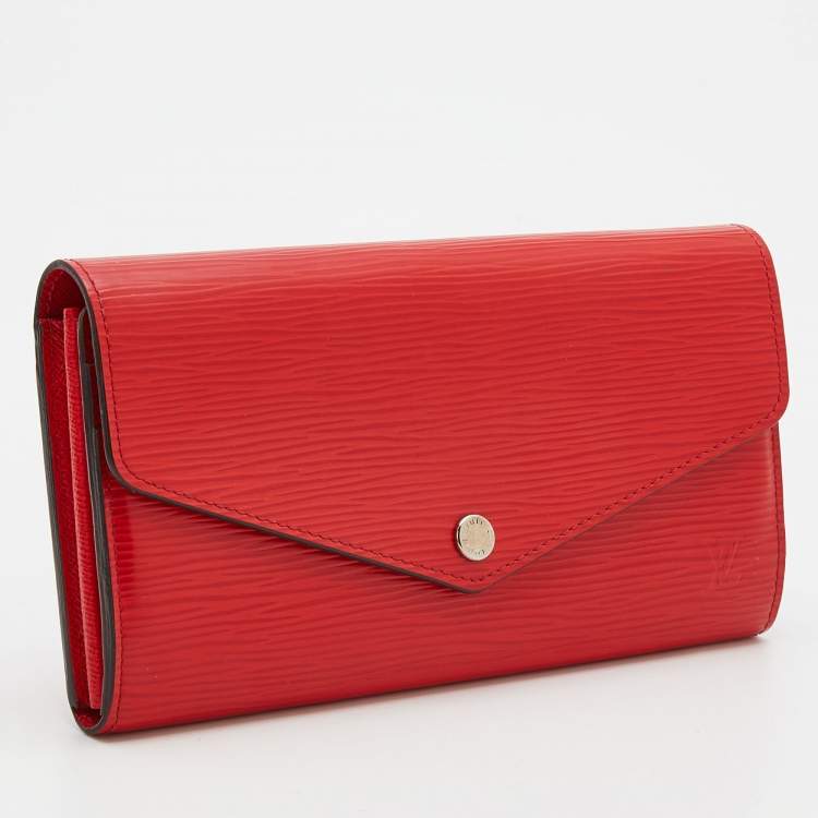 Pre Owned Louis Vuitton Coquelicot Epi Leather Sarah Wallet