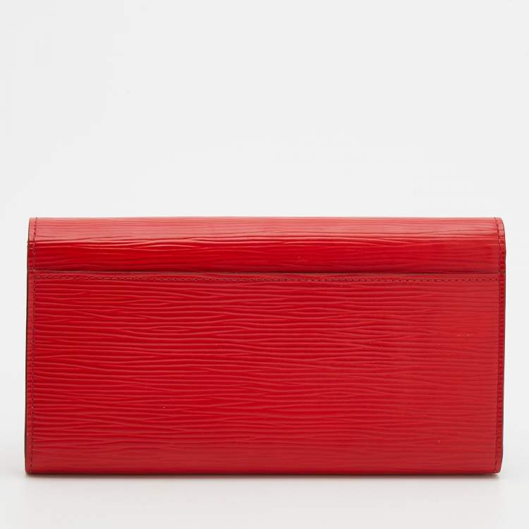 Pre Owned Louis Vuitton Coquelicot Epi Leather Sarah Wallet