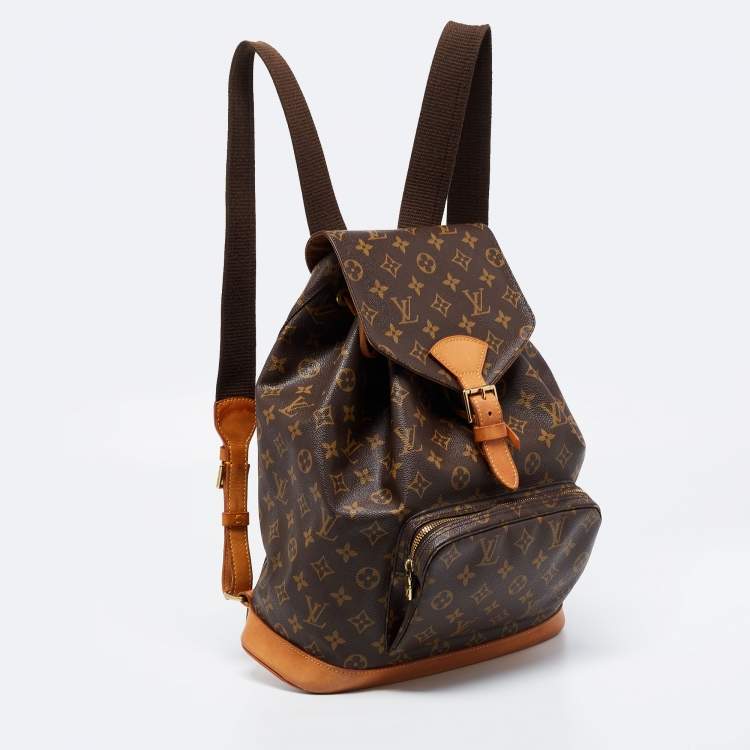 Pre Owned Louis Vuitton Brown Monogram Canvas And Leather Montsouris GM Bag