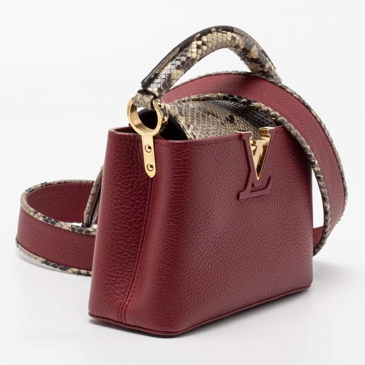Pre Owned Louis Vuitton Burgundy Taurillon Leather And Python Mini Capucines Bag
