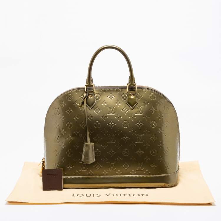 Pre Owned Louis Vuitton Vert Olive Monogram Vernis Leather Alma GM Bag