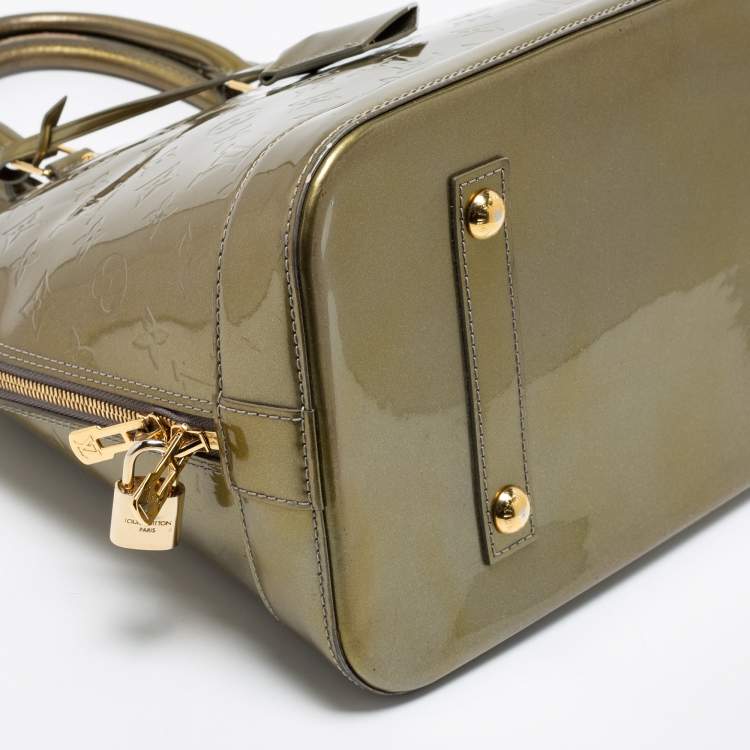 Pre Owned Louis Vuitton Vert Olive Monogram Vernis Leather Alma GM Bag