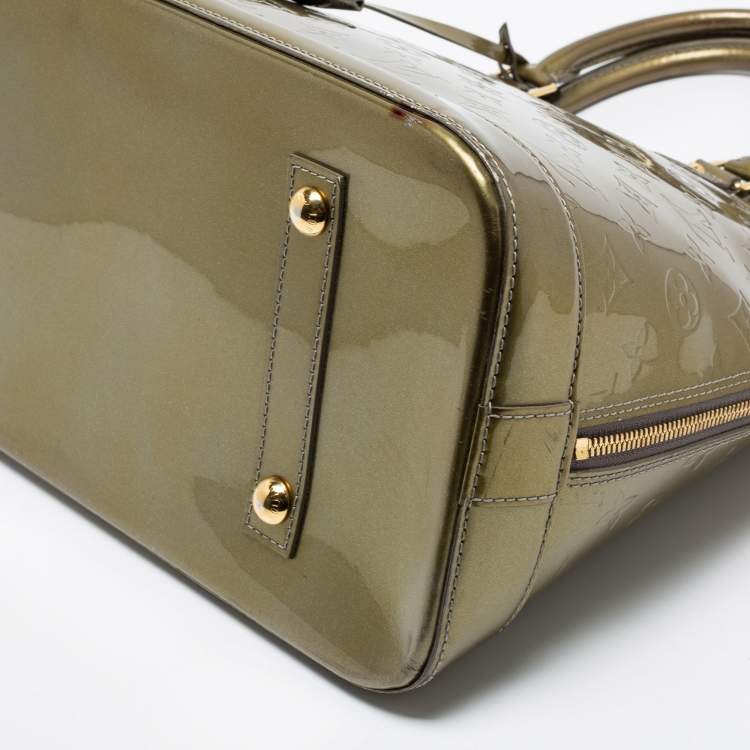 Pre Owned Louis Vuitton Vert Olive Monogram Vernis Leather Alma GM Bag