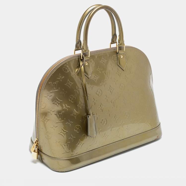 Pre Owned Louis Vuitton Vert Olive Monogram Vernis Leather Alma GM Bag
