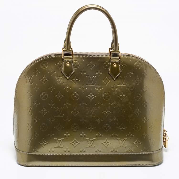 Pre Owned Louis Vuitton Vert Olive Monogram Vernis Leather Alma GM Bag