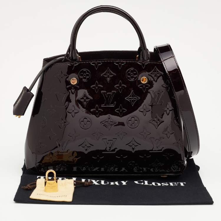 Pre Owned Louis Vuitton Amarante Monogram Vernis Montaigne BB Bag