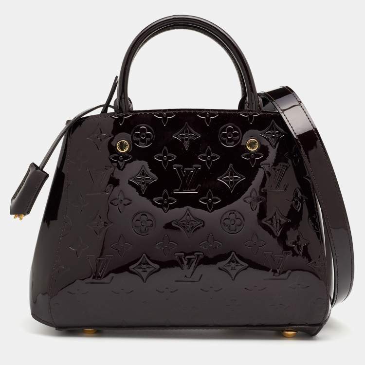 Pre Owned Louis Vuitton Amarante Monogram Vernis Montaigne BB Bag