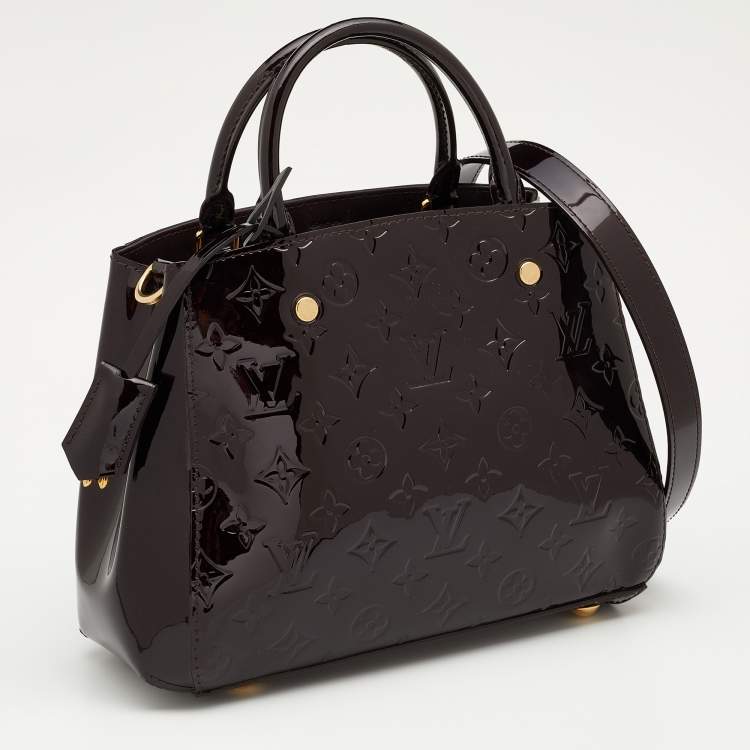 Pre Owned Louis Vuitton Amarante Monogram Vernis Montaigne BB Bag