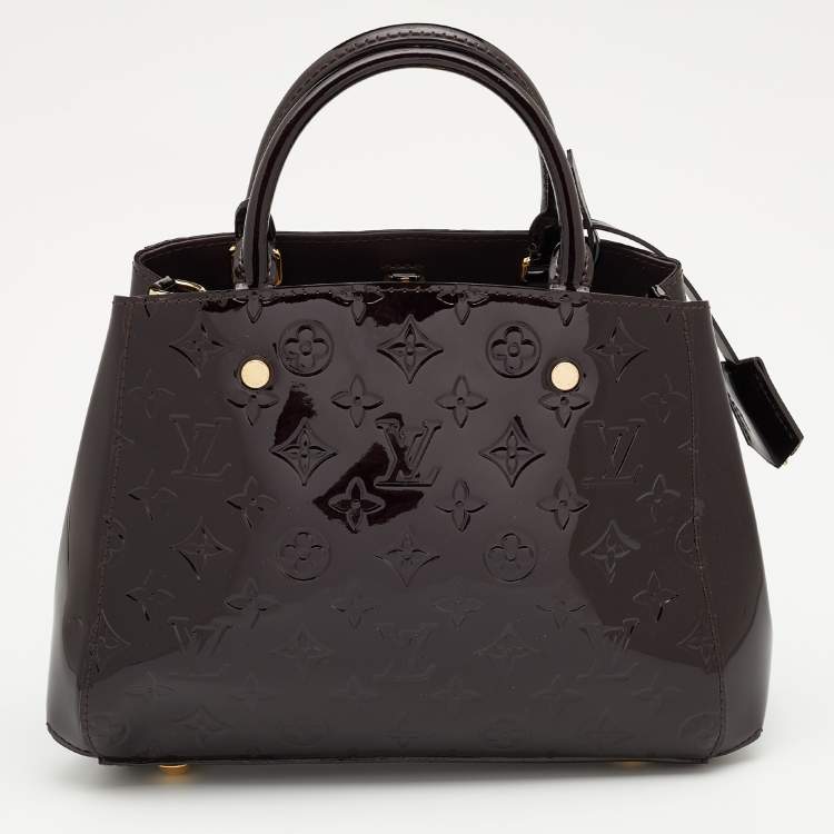 Pre Owned Louis Vuitton Amarante Monogram Vernis Montaigne BB Bag