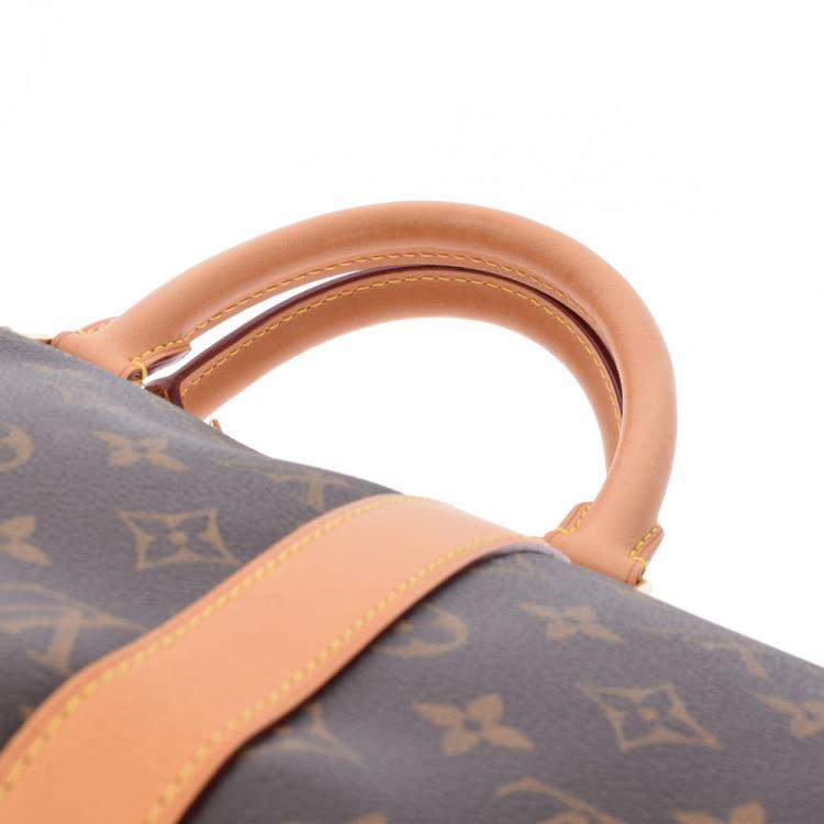 Pre Owned Louis Vuitton Brown Canvas Keepall Bandouliere 50 Duffel Bag 