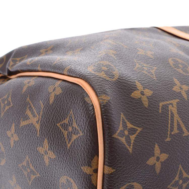 Pre Owned Louis Vuitton Brown Canvas Keepall Bandouliere 50 Duffel Bag 