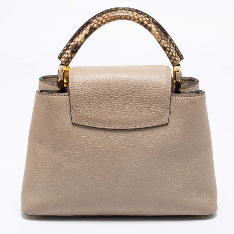 Pre Owned Louis Vuitton Galet Taurillon Leather And Python Capucines BB Bag