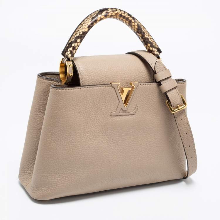 Pre Owned Louis Vuitton Galet Taurillon Leather And Python Capucines BB Bag
