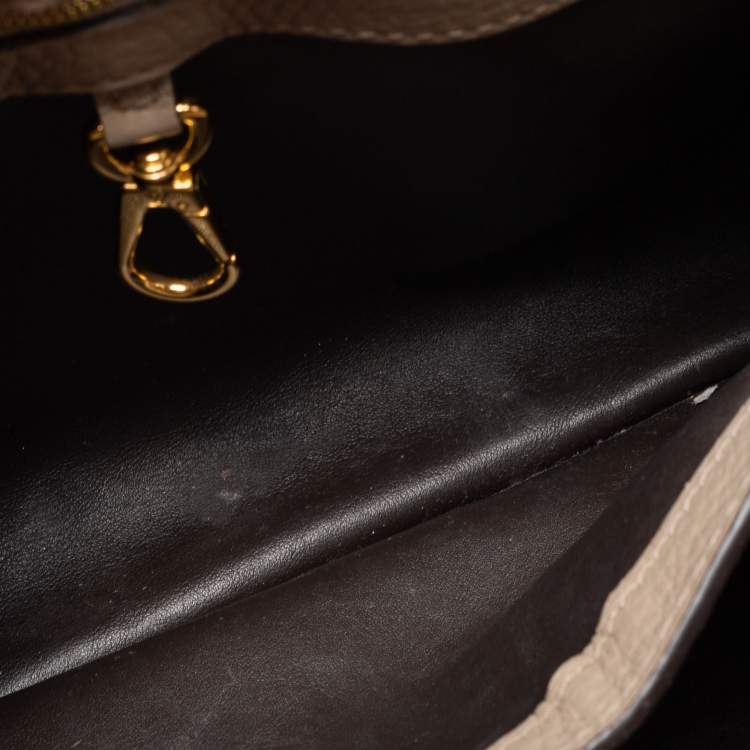 Pre Owned Louis Vuitton Galet Taurillon Leather And Python Capucines BB Bag