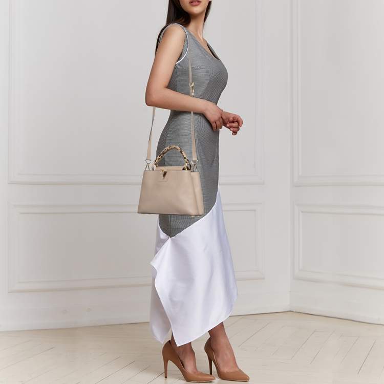 Louis Vuitton Galet Gray Taurillon Leather Capucines Bb Gold Hardware, 2019, Womens Handbag