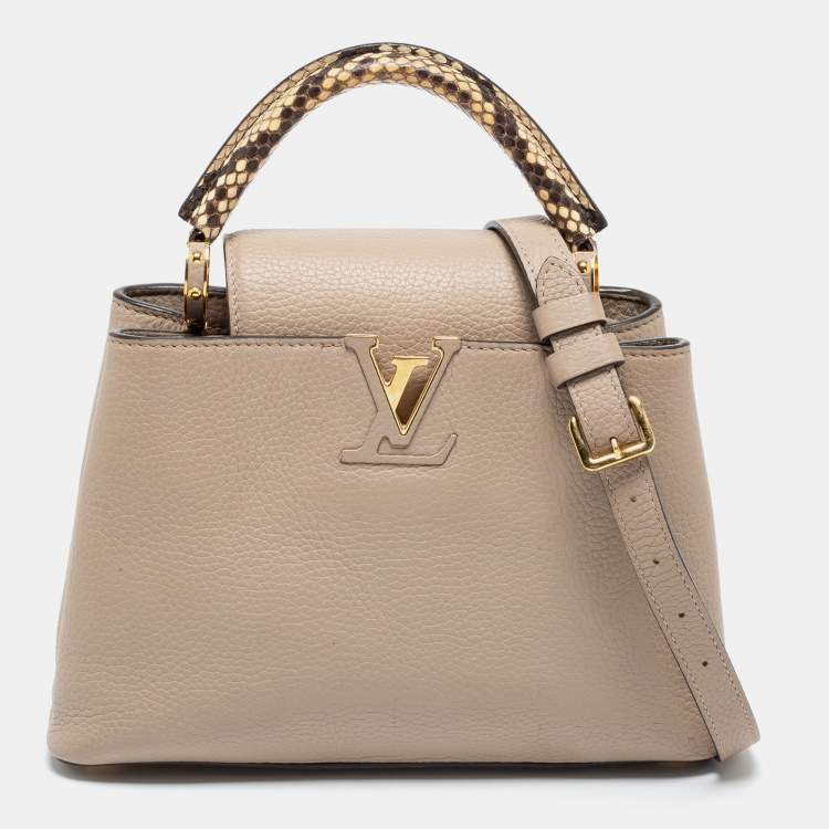 Pre Owned Louis Vuitton Galet Taurillon Leather And Python Capucines BB Bag