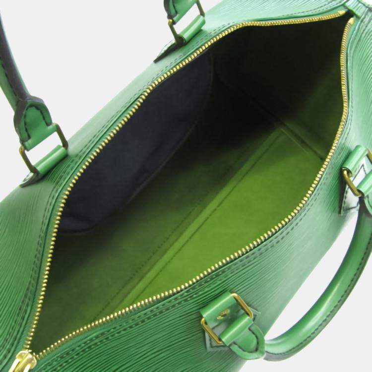 Pre Owned Louis Vuitton Green Epi Leather Speedy 35 Satchel Bag 