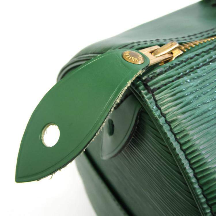 Pre Owned Louis Vuitton Green Epi Leather Speedy 35 Satchel Bag 