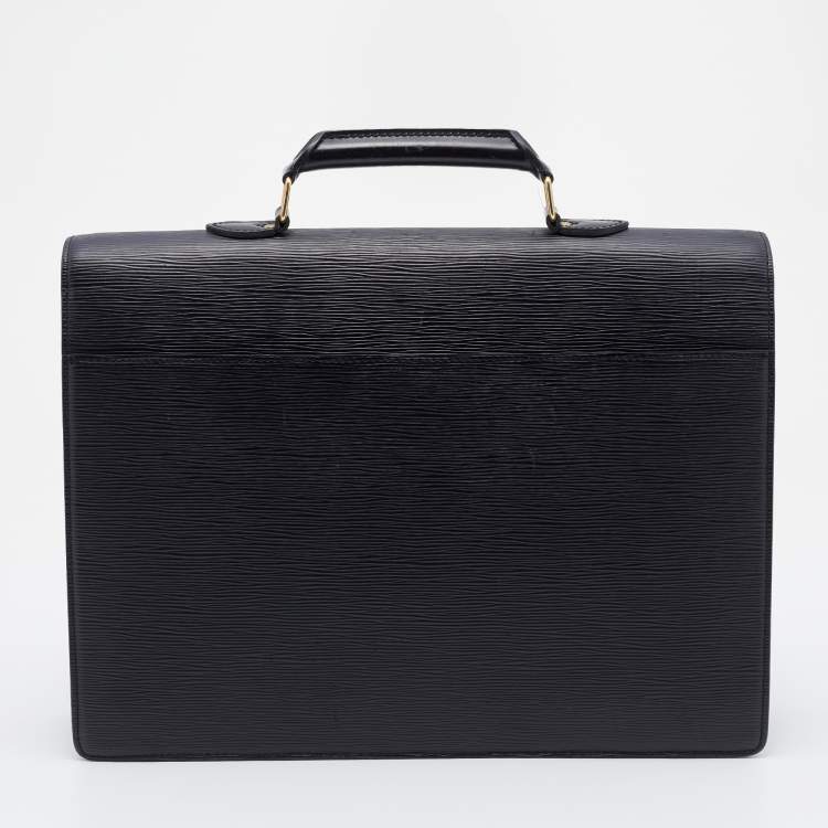 Pre Owned Louis Vuitton Black Epi Leather Serviette Conseiller Business Briefcase