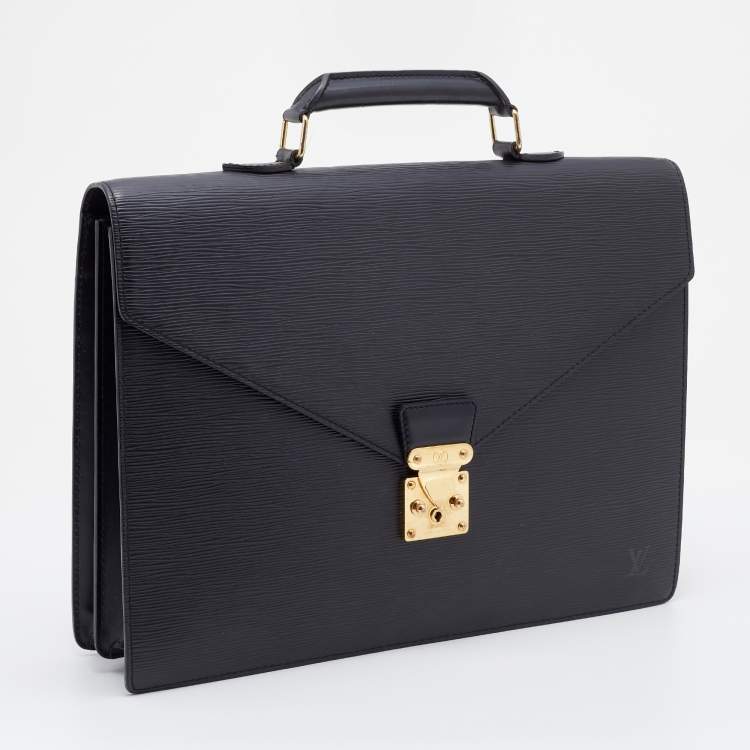 Pre Owned Louis Vuitton Black Epi Leather Serviette Conseiller Business Briefcase