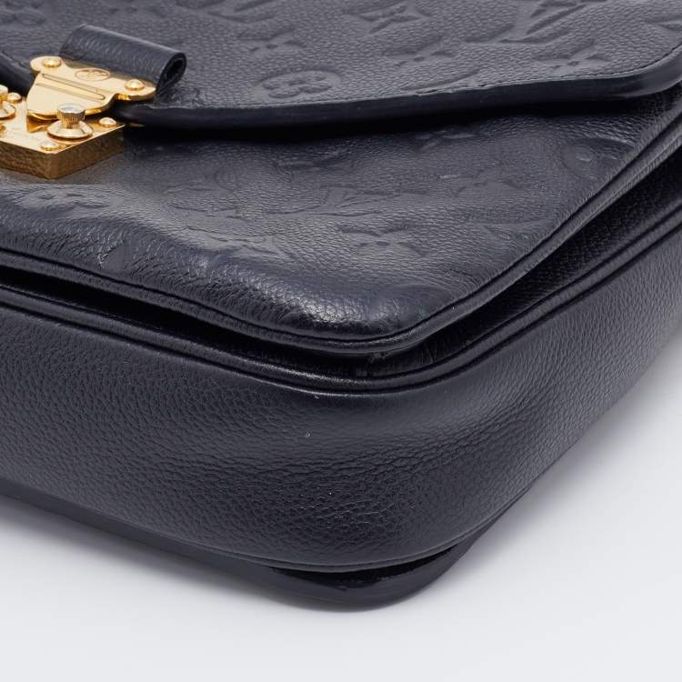Pre Owned Louis Vuitton Black Monogram Empreinte Leather Pochette Metis Bag