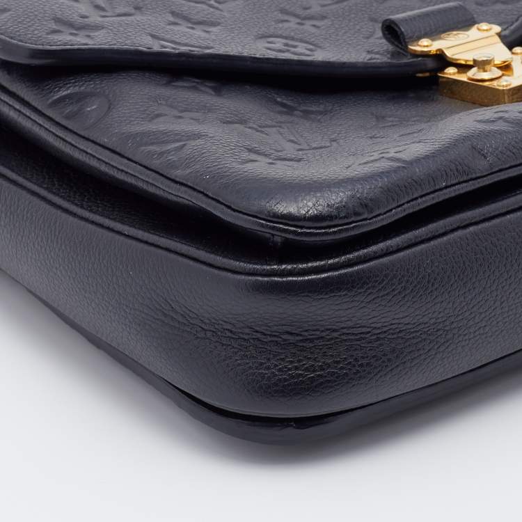 Pre Owned Louis Vuitton Black Monogram Empreinte Leather Pochette Metis Bag