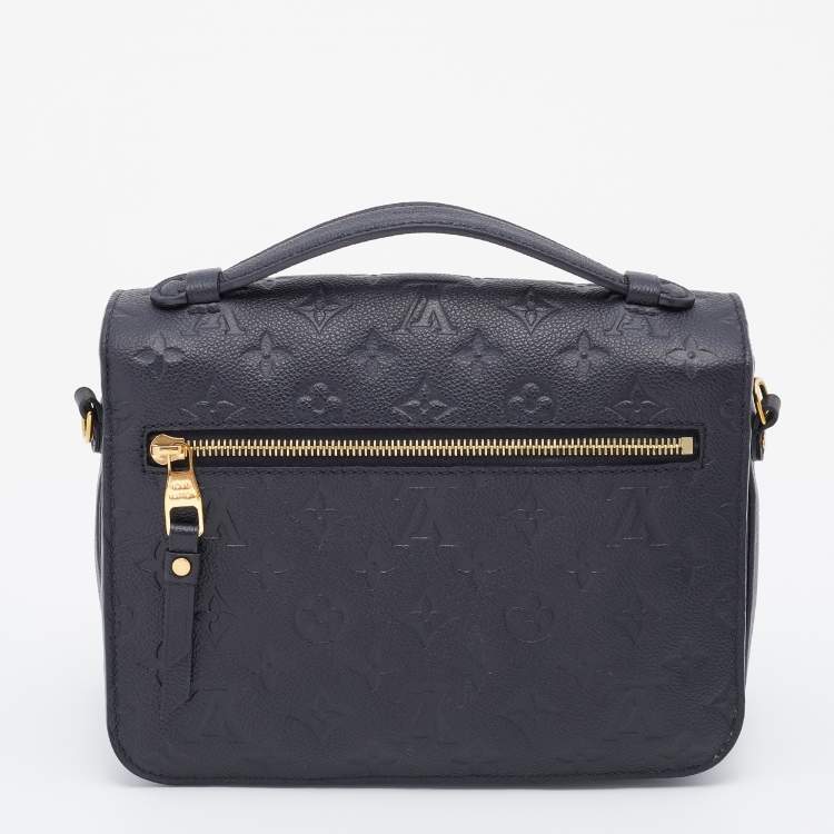 Pre Owned Louis Vuitton Black Monogram Empreinte Leather Pochette Metis Bag
