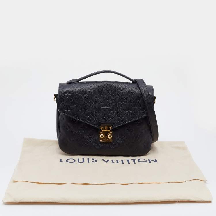 Pre Owned Louis Vuitton Black Monogram Empreinte Leather Pochette Metis Bag