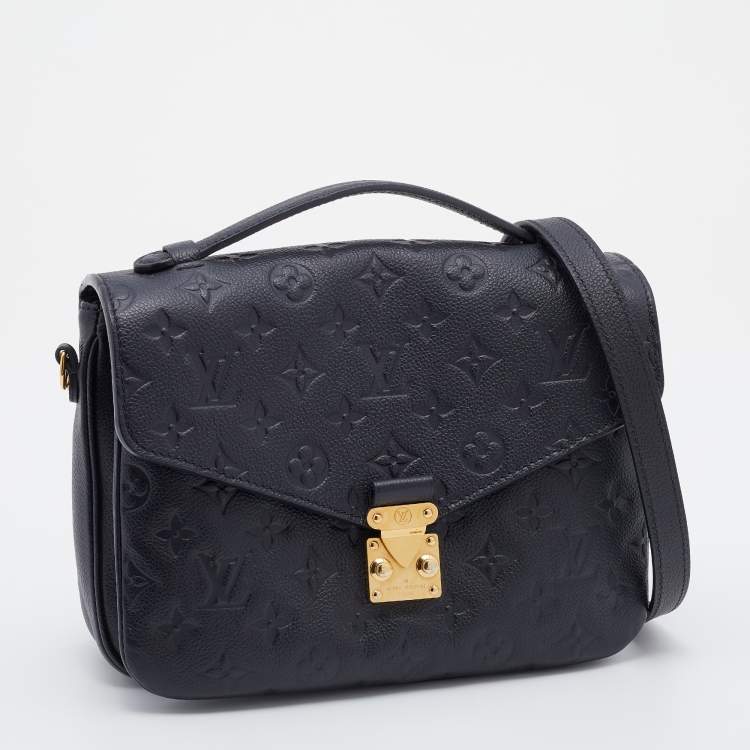 Pre Owned Louis Vuitton Black Monogram Empreinte Leather Pochette Metis Bag