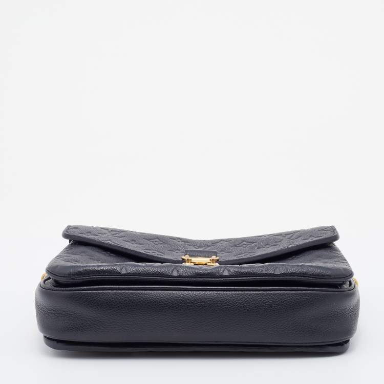 Pre Owned Louis Vuitton Black Monogram Empreinte Leather Pochette Metis Bag