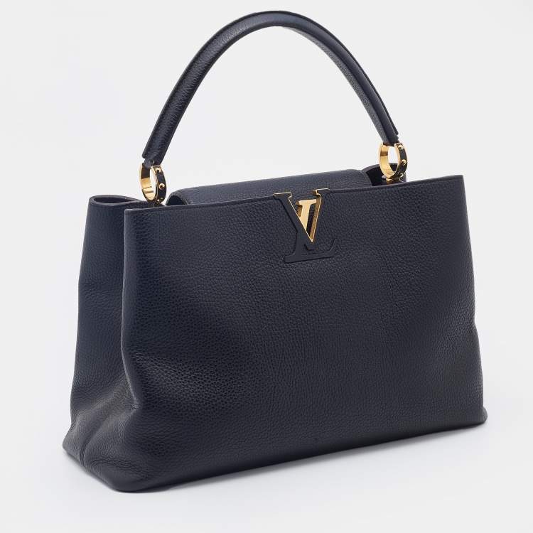 Pre Owned Louis Vuitton Black Taurillon Leather Capucines GM Bag