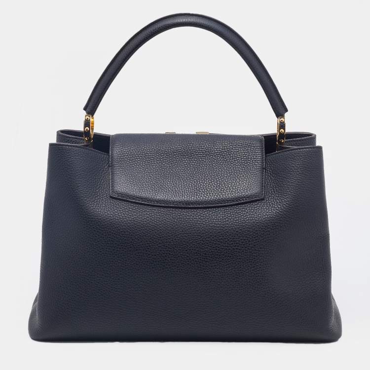 Pre Owned Louis Vuitton Black Taurillon Leather Capucines GM Bag