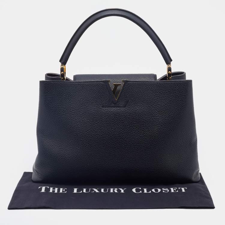 Pre Owned Louis Vuitton Black Taurillon Leather Capucines GM Bag