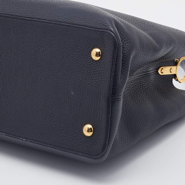 Pre Owned Louis Vuitton Black Taurillon Leather Capucines GM Bag