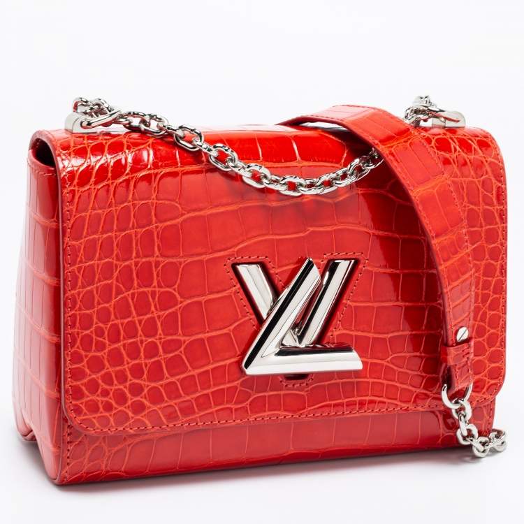 Pre Owned Louis Vuitton Rouge Alligator Twist MM Bag