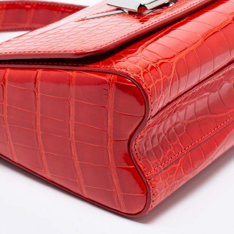 Pre Owned Louis Vuitton Rouge Alligator Twist MM Bag