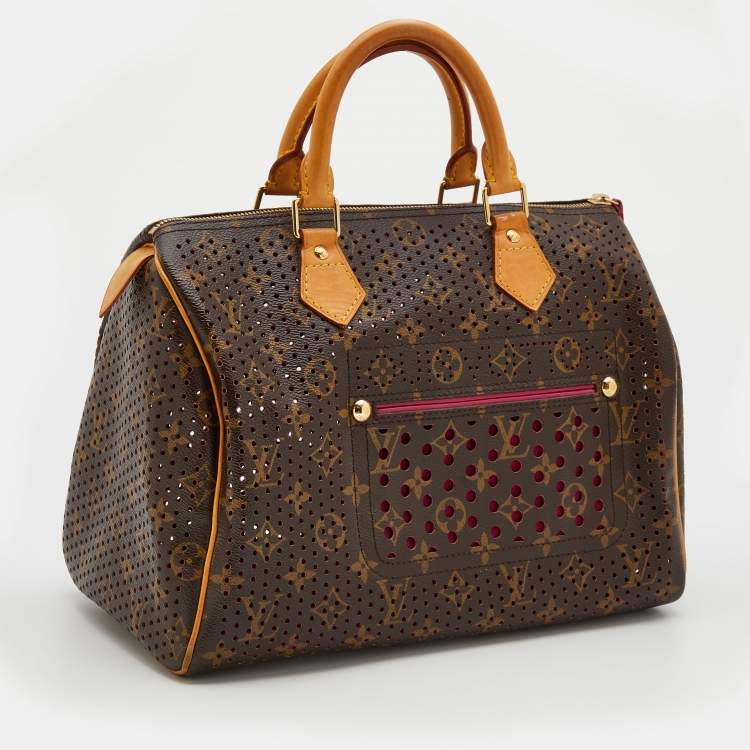 Pre Owned Louis Vuitton Fuchsia Monogram Perforated Canvas Limited Edition Speedy 30 Bag