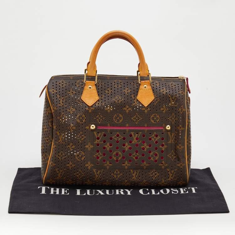 Pre Owned Louis Vuitton Fuchsia Monogram Perforated Canvas Limited Edition Speedy 30 Bag
