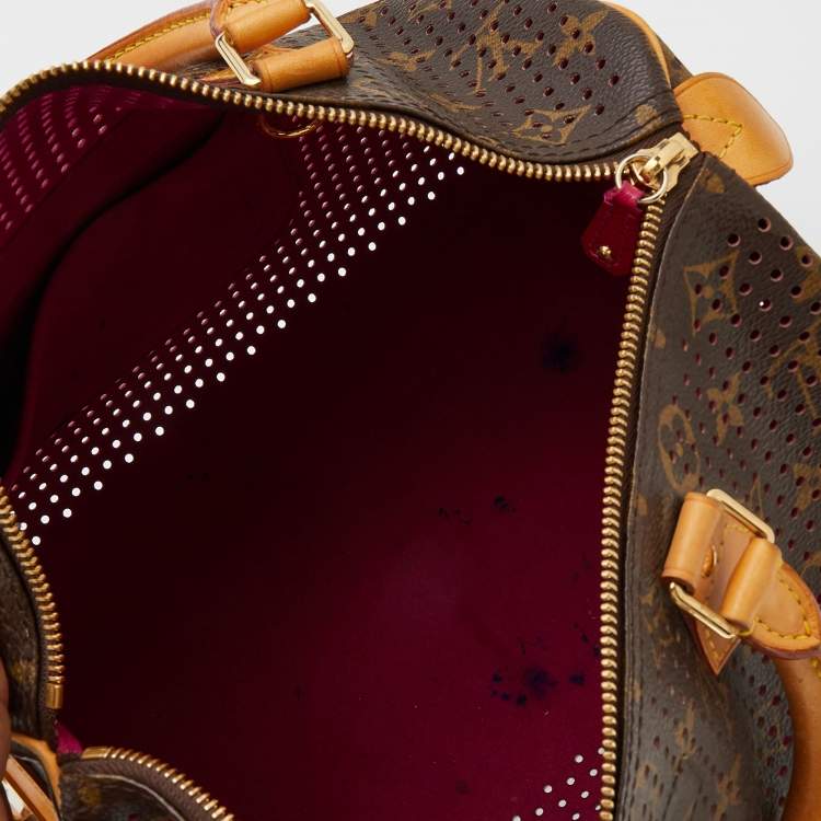 Pre Owned Louis Vuitton Fuchsia Monogram Perforated Canvas Limited Edition Speedy 30 Bag